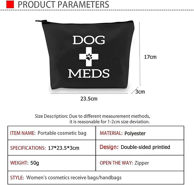 G2TUP Dog Medicine Bag - Vet Tech Gifts, Dog Essentials Storage for Travel, Camping, Car Emergency (Black)