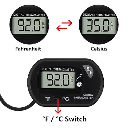 4Pcs Aquarium Thermometer Fish Tank Thermometer Reptile Fahrenheit Terrarium Water Temperature Indicator Test Digital with LCD Display Fahrenheit/Celsius