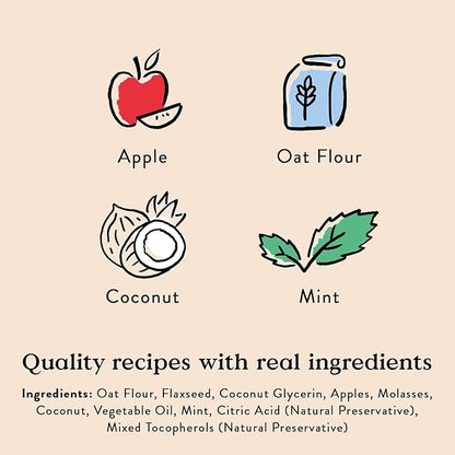 Bocce's Bakery Dailies Brushy Bites Dog Treats for Wellness Support, Wheat-Free Dog Treats, Made with Real Ingredients, Baked in The USA, All-Natural Soft & Chewy, Apple & Mint Recipe, 6 oz