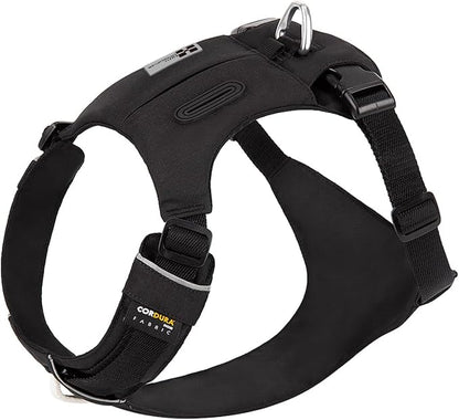 Lightweight Dog Harness, Large to Very Large Breeds, Adjustable Fit.Pet Harness with Pocket, Dog Training Harness for Outdoor Walking Running, Hiking (Black, L)