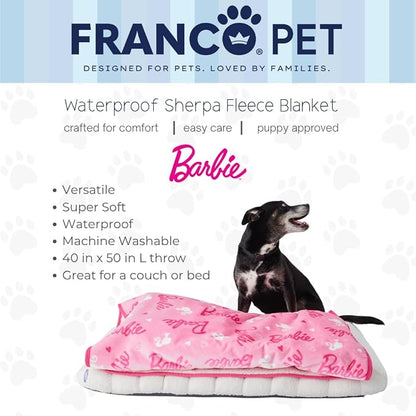 Barbie Waterproof Dog Bed Cover, Large 40x50 Pet Blanket for Furniture Bed Couch Sofa, (Officially Licensed) by Franco