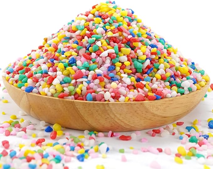 Mini Rainbow Confetti Gravel Pebbles Mix Colored Stones Aquarium Gravel Decorative Colored Garden Sand Succulent Cactus Bonsai Gritty Mix Rocks for Top Dressing, Landscaping, Home Decor 2.2 lbs