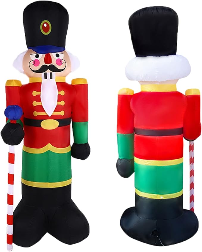 2 Packs 8ft Nutcracker Soldier Christmas Inflatable Decor for Yard/Outdoor/Lawn/Porch Decor
