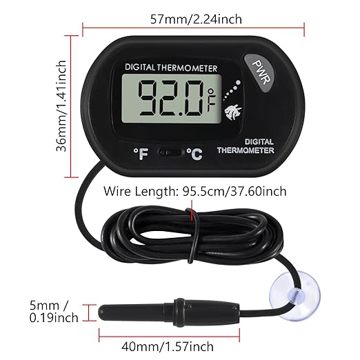 4Pcs Aquarium Thermometer Fish Tank Thermometer Reptile Fahrenheit Terrarium Water Temperature Indicator Test Digital with LCD Display Fahrenheit/Celsius