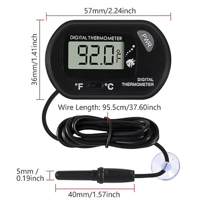 4Pcs Aquarium Thermometer Fish Tank Thermometer Reptile Fahrenheit Terrarium Water Temperature Indicator Test Digital with LCD Display Fahrenheit/Celsius