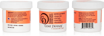 COAT DEFENSE Trouble Spot Drying Paste - Made in USA - 5 Oz Dog & Cat Skin Care, Itchy Skin & Allergies, Alleviates Hot Spots for Dogs & Cats, Insect Bites Relief & Dog Wound Care