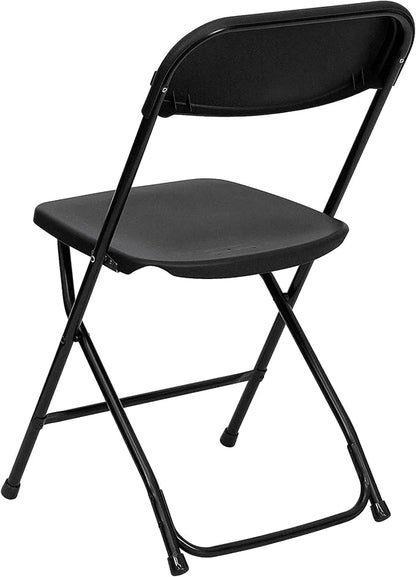 Flash Furniture Hercules Series Plastic Folding Chair - Black - 650LB Weight Capacity Comfortable Event Chair - Lightweight Folding Chair