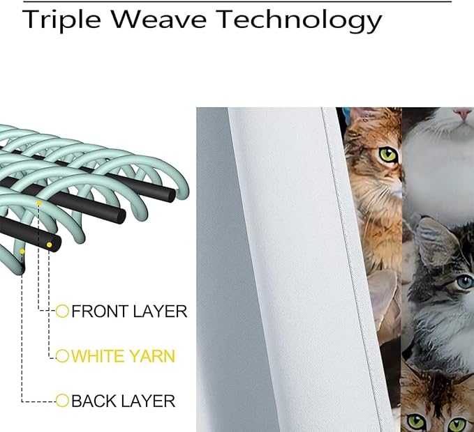 Cat Blackout Curtains Home Decor,Cute White Cat Black Kitten Funny Kitty Rod Pocket Thermal Insulated Drapes Darkening Window Curtain for Girls Boy Bedroom Living Room 55 x 63 Inch
