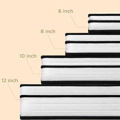 Hybrid Queen Size Mattress, 10 Inch-Medium Firm Feel, Mattress in a Box, Individual Pocketed Springs for Motion Isolation, Cooling & Soft Fabric, Pressure & Back Pain Relief, Strong Edge Support