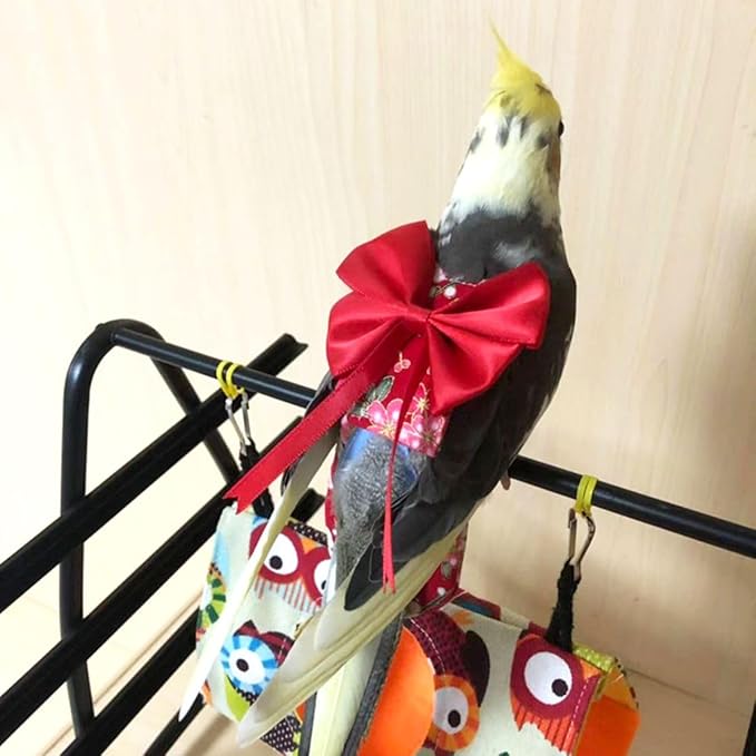 Bird Flight Suits Diapers, Parrot Flight Suits Diapers for Quaker Parakeets Cockatiels Flight Suits, Parrot Clothes (Black,Macaw)