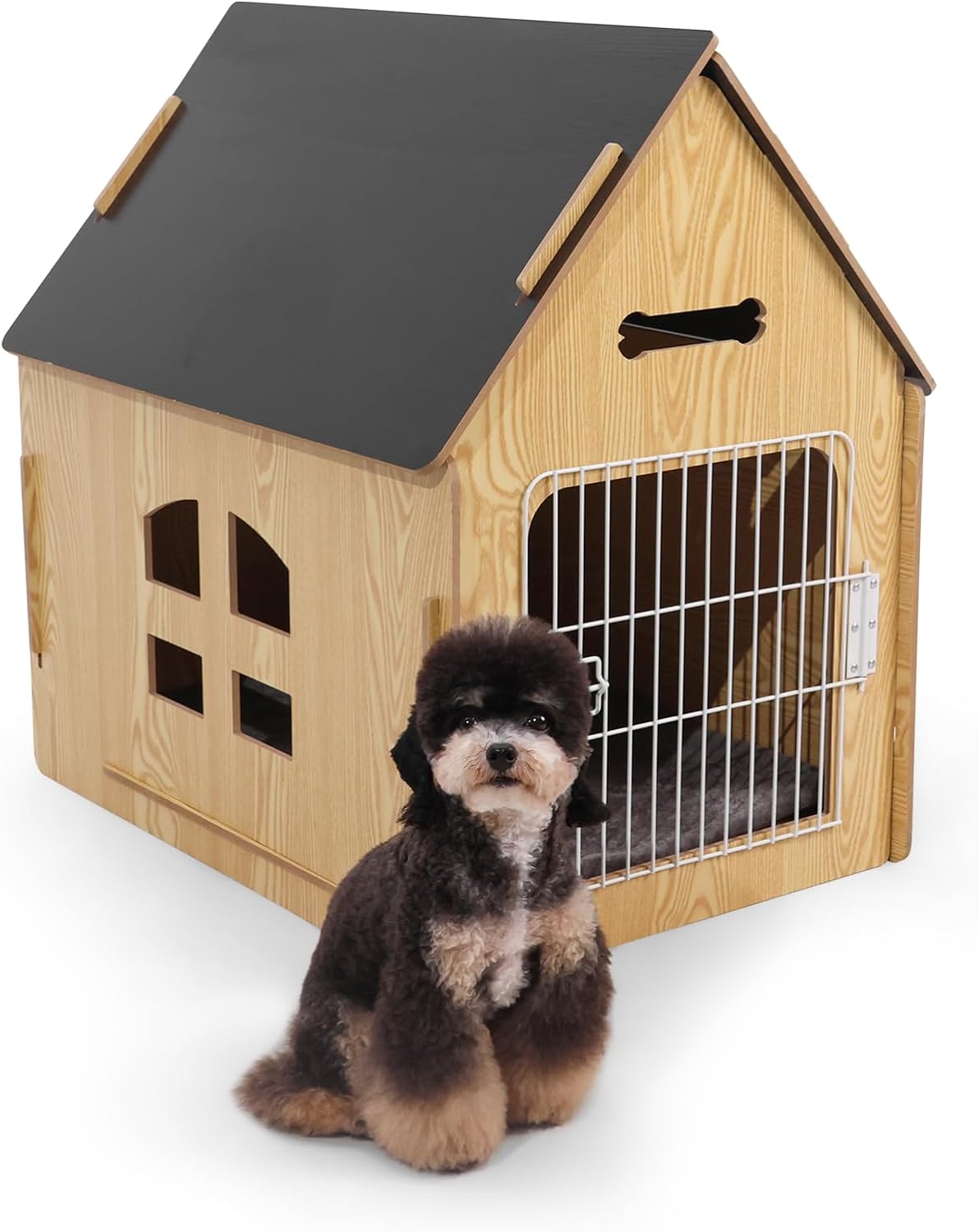 Dog House Indoor for Small Dogs or Cats, Cozy Wooden Design, Small Indoor Bed House, with Air Vents and Elevated Floor Warm Dog Cave
