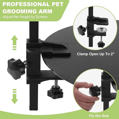Dog Grooming Arm with Hammock 35" Adjustable Dog Grooming Or Stand with Anti-Slip Metal Clamp No-Sit Haunch Holders for Small/Medium Pets Cat(Grooming Table Not Included)