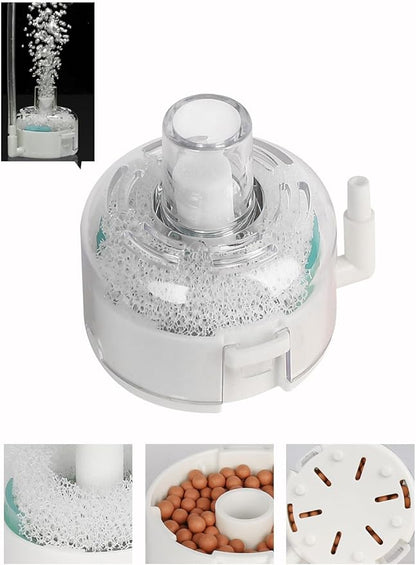 UPETTOOLS Mini Aquarium Sponge Filter, Small Fish Tank Filter Submersible Fish Filter Built-in Air Bubble Stone and Bio Balls for Fish Tanks up to 5 Gallon (Air Pump Not Included)