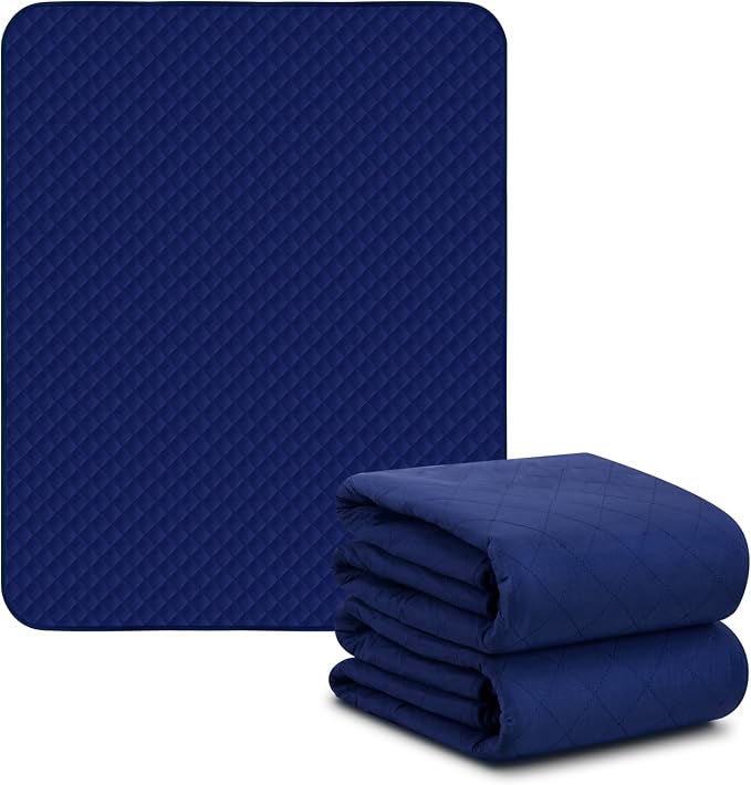 Hide Stains Washable Waterproof Bed Pads 45x56 Inch (2 Pack), Extra Large for Incontinence, Bed Wetting, and Pet Protection, Navy Blue Ideal for Elderly, Adults, Kids and Pets