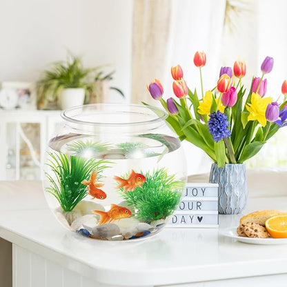 Abaodam 8.66 Inch Round Desktop Fish Tank Small Clear Plastic Fish Bowl Aquarium for Betta and Aquatic Plants Home Office Garden Decoration