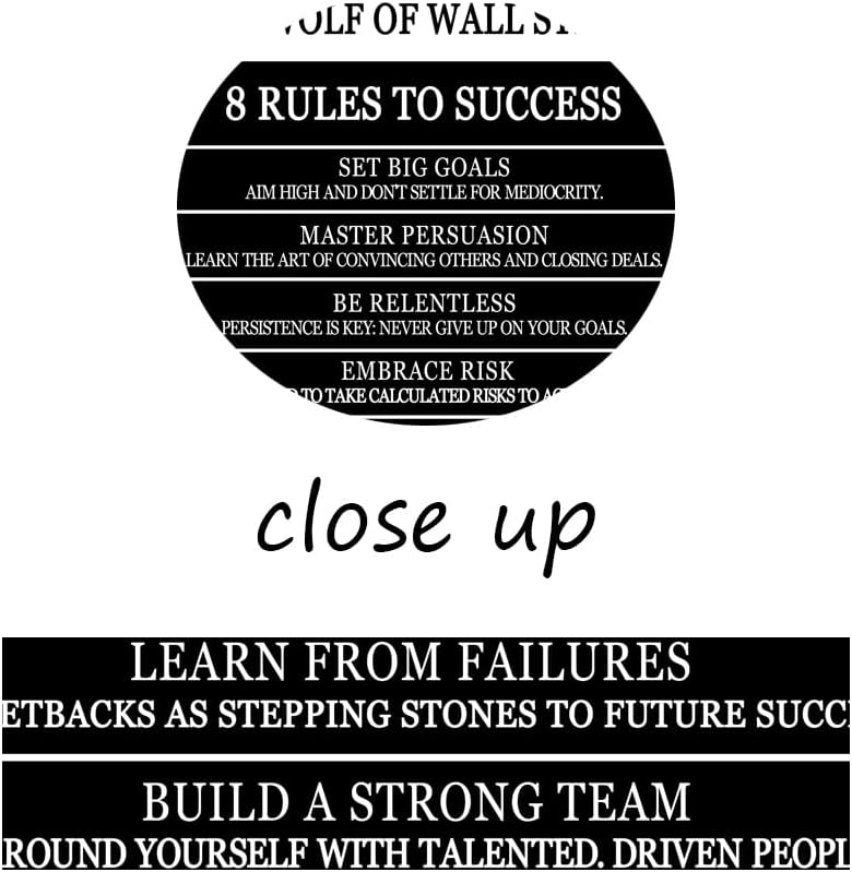 Motivational Posters The Wolf Of Wall Street 8 Rules To Success Printed Canvas Painting Inspirational Wall Decor for Office Hallway Gym Bedroom Living Room Framed Ready to Hang[30" W X 40" H]