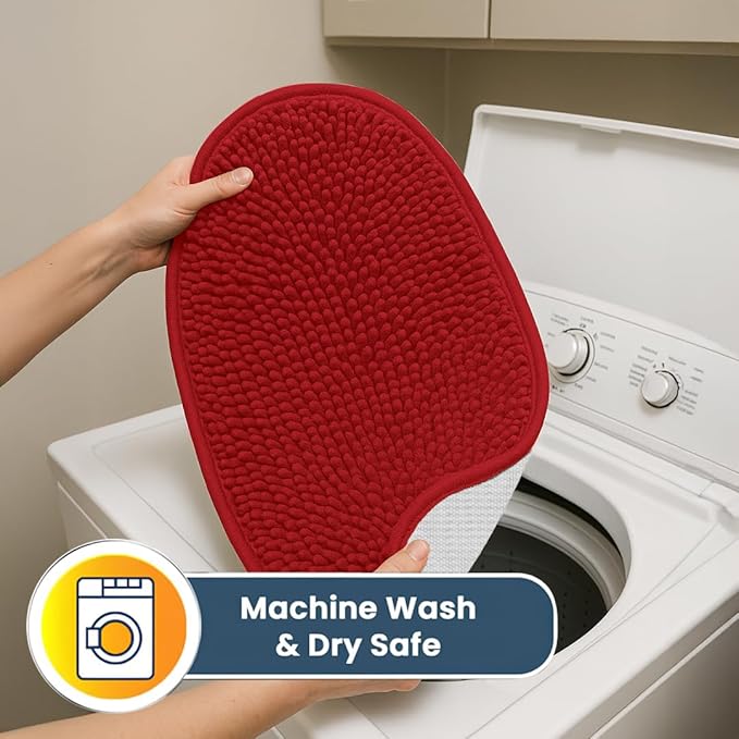 Muddy Mat® Shown on TV – Super Absorbent Microfiber Dog Door Mat for Muddy Paws, Non-Slip Washable Pet Rug, Quick Dry Chenille Entryway Carpet, Machine Washable Indoor Outdoor Mat, Red Oval 5ft x 7ft