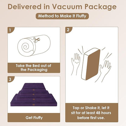 EHEYCIGA Orthopedic XXL Dog Beds for Jumbo Dogs with Removable Washable Cover, Purple, 50x36