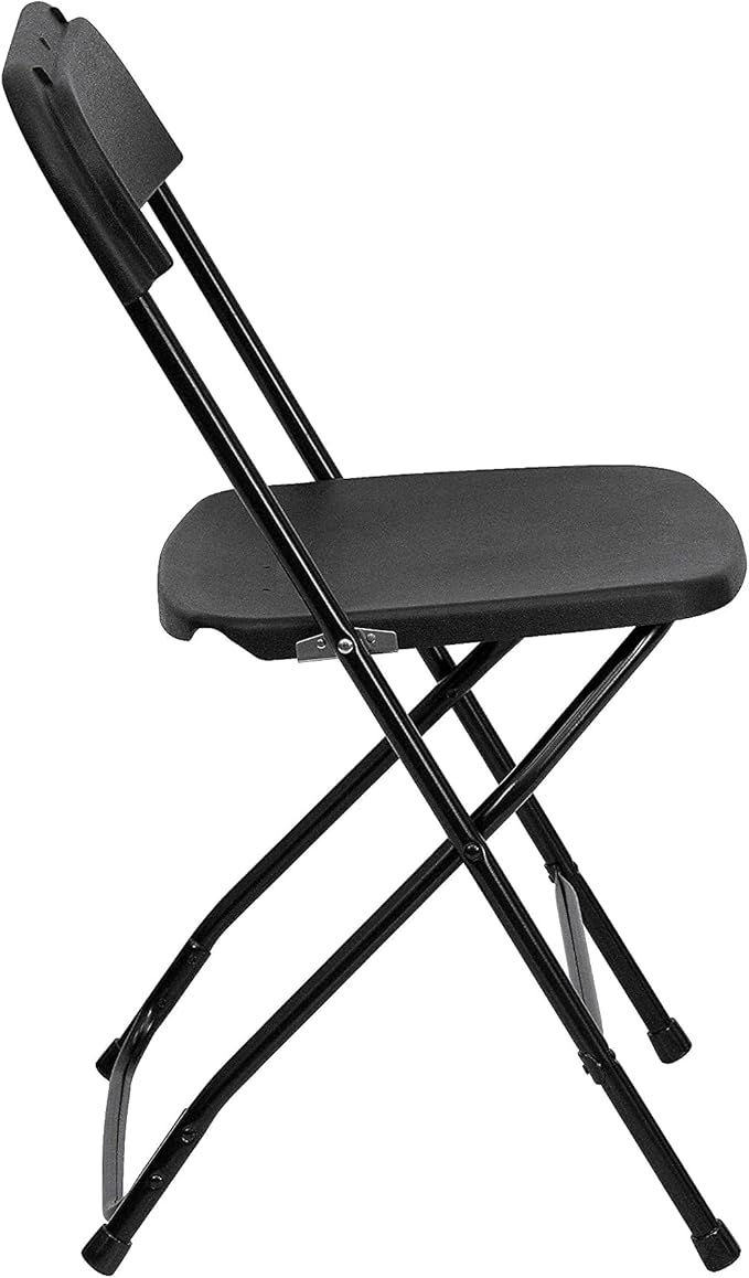 Flash Furniture Hercules Series Plastic Folding Chair - Black - 650LB Weight Capacity Comfortable Event Chair - Lightweight Folding Chair