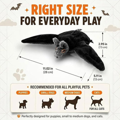 Flying Bat Dog Toy, Flapping Wings Interactive Chirping Pet Teaser, Remote Control Rechargeable Halloween Bat Toy with Catnip Filling, Electric Simulation Flying Motion Toy for Cats Dogs，2pcs