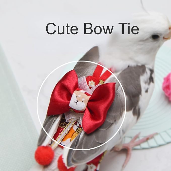 Bird Flight Suits Diapers, Parrot Flight Suits Diapers for Monk Parakeets, Cockatiels Flight Suits, Parrot Clothes, Bird Training Nappy Suit Liners Clothes (M, Red-B)