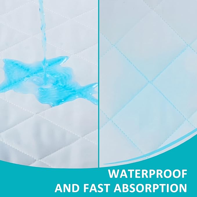 Full 54"x75" Waterproof Pad with Straps, Incontinence Mattress Protector | KANECH Washable Pee Pad for Bed, Adults, Overnight Bed Protector, Waterproof Mattress Pad, Hold 12 Cups, Fits 5-20" Mattress