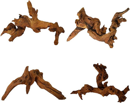 Natural Aquarium Driftwood for Fish Tank & Reptile Terrarium Decor – 4 Pcs Assorted Natural Wood Branches 4-8 Inch, Aquarium Decorations for Shrimp, Betta, Lizards