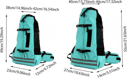 Big Dog Backpack Carrier, Green-L | Extra Large Pet Carrier for 66lbs Dogs, Fully Adjustable Water-Resistant Dog Travel Bag for Hiking Cycling Outdoor Adventures