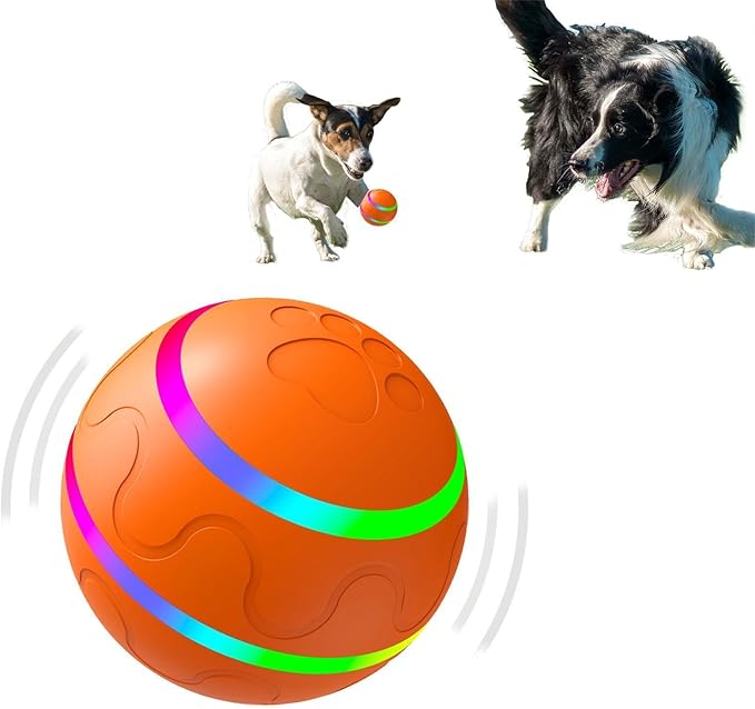 Dog Balls, Interactive Dog Toys, Smart Automatic Active Rolling Moving Ball for Medium/Large Dogs, Fun Dog Toys to Keep Pet Busy,Birthday Gifts,USB Rechargeable, Orange