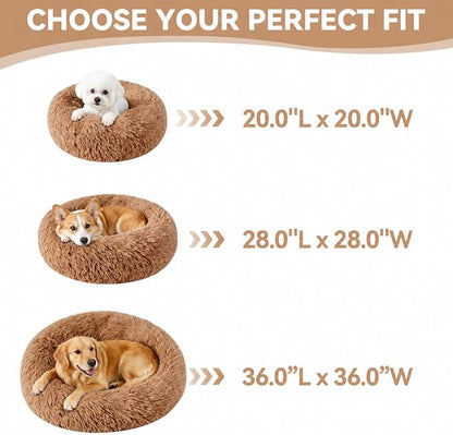 Cat Beds for Indoor Cats, Washable 20" Donut Pet Bed for Small Dogs | Fluffy pet bed with cozy plush comfort and supportive raised sides, perfect for lounging, napping and relaxing indoors.