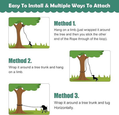 HOPET Dog Outdoor Bungee Solo Hanging Toy, Tether Tug of War Toys for Pitbull Small Large Aggressive Chewers Dogs to Exercise, Durable Interactive Tug Toy, Dog Rope Toys