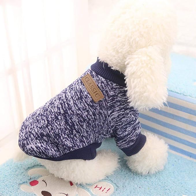 Idepet Pet Dog Classic Knitwear Sweater Soft Fleece Coat for Small,Medium Dog,Warm Pet Dog Cat Clothes,Soft Puppy Customes (M, Navy)