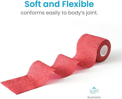 WePet Pet Wrap, Self-Adhesive, Only Sticks to Itself, Non-Woven Tape for Dog Legs, Paws, Wounds, First Aid Cohesive Gauze for Horse, Cat, Bird, Animal, 6 Rolls, 2 Inch, Solid Color A