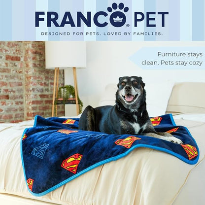 Superman DC Comics Waterproof Dog Bed Cover, XL 60x80 Pet Blanket for Furniture Bed Couch Sofa, (Officially Licensed) by Franco