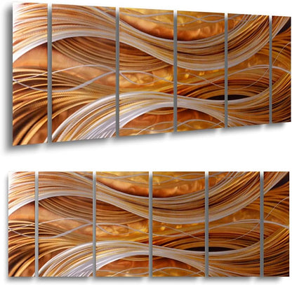 Yihui Arts Abstract Metal Wall Art - Hand Crafted 6 Pieces Large Panels, Unique 3D Aluminum Modern Contemporary Home Accent
