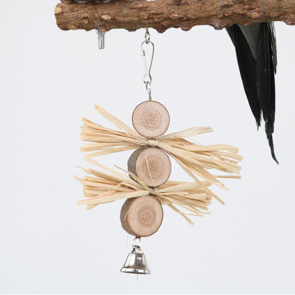 Natural Wood Parrot Stand - Ideal Toy & Accessory for Parakeets, Canaries, Cockatiels, Conure, Lovebirds - Bird Perch Stand with Removable Tray Climbing Net Chewing Toys- Perfect Pet Birds Playstand