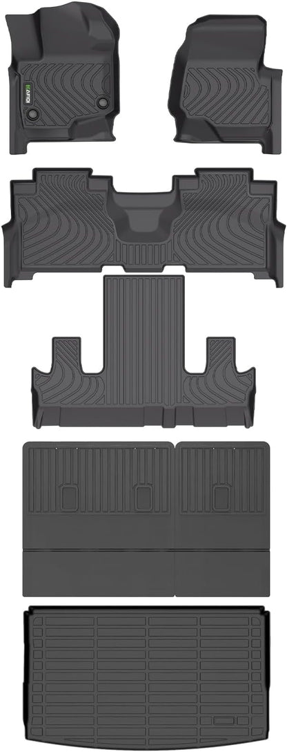 HAFIDI® Floor Mats & Cargo Liner & Seatback Cargo Set Fit for 2021-2024 Ford Expedition Max 7 Seats All Weather Protection TPE Anti-Slip Full Set Floor Liners Custom Accessories - Black