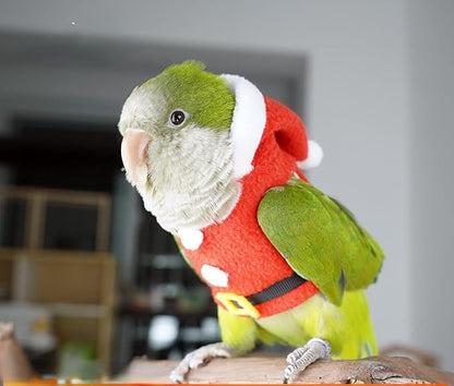 Bird Clothes Birds Flight Suit, Christmas Hoodie for Parrots Cockatiel Sun Conure Christmas Party Cosplay Photo Prop Bird Shirt Small Animals Apparel (with Diaper,Common Hill Myna)