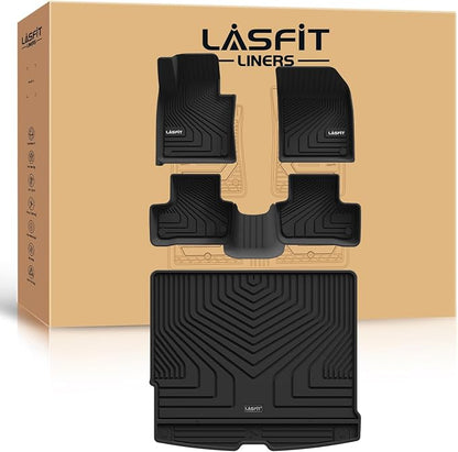 LASFIT Floor Mats & Cargo Mat for Volvo XC60 (2018-2026),XC60 All Weather Floor Liner TPE Custom Fit 1st & 2nd Row Car Mats and Floor Mats for XC60 Automotive Accessories(Not Fit PHEV (T8 Models))