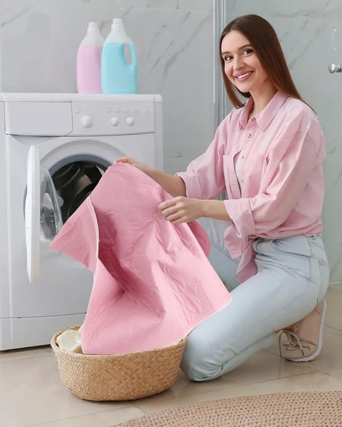 Washable Bed Pads 36" x 72" - 2 Pack, Pink, Waterproof Bed Pads for Incontinence, Bed Wetting Pads for Bed, Sofa, Floor, Resuable Underpads for Adults, Seniors, Pet