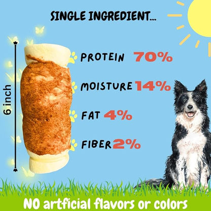 BULLYSTICKS & MORE 5-6" Beef Cheek Rolls for Dogs (Chicken Wrapped - 8 Count) - Beef Cheek Bones for Dogs - Dog Parents Choice - Premium No Hide Rolls