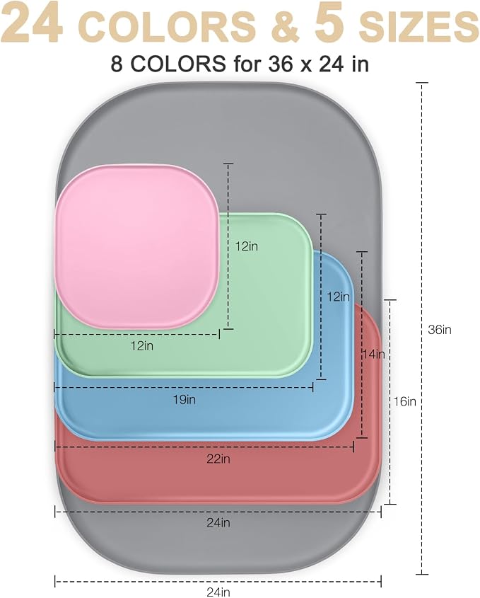 SMILOOL Waterproof Silicone Pet Food Mat with Raised Edge for Dog & Cat | 12" x 12" Non-Slip Small Pet Feeding Mats with Lip for Food & Water Bowl, Food Grade, Easy Cleaning, Sakura Pink