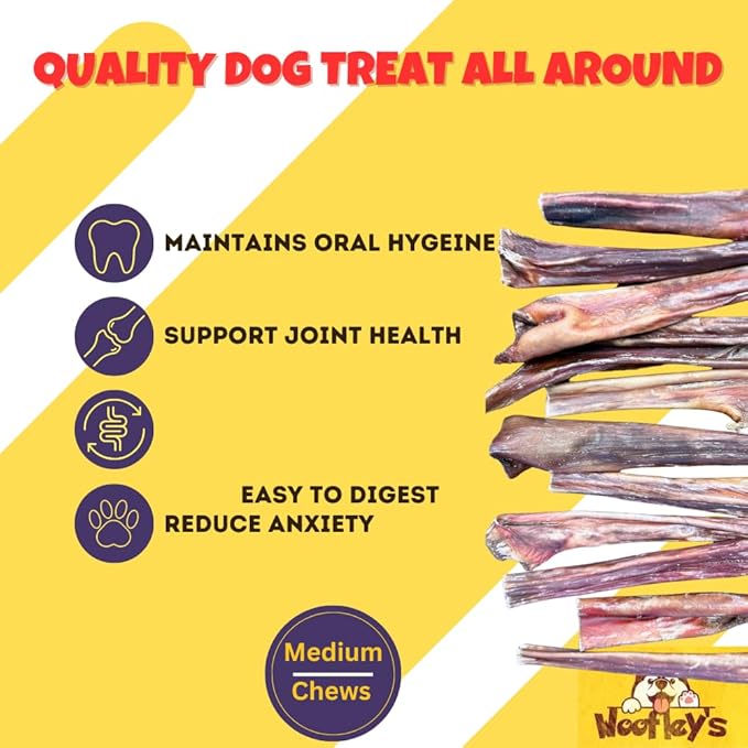 Woofley's - Esophagus Stick (100 Count)- Gullet Sticks for Dogs - Safe Jerky Dog Chews -Easily Digestible Dog Jerky Bully Sticks