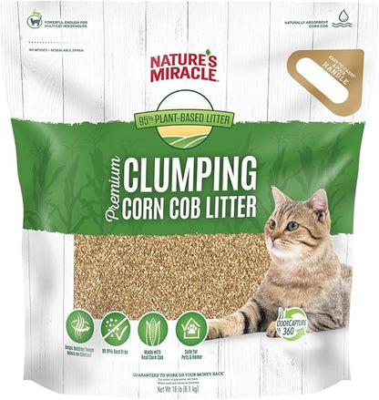 Nature's Miracle Premium Clumping Corn Cob Litter, Tough Odor Bio-Enzymatic Formula, Dust Free, 18lb (2 pack)