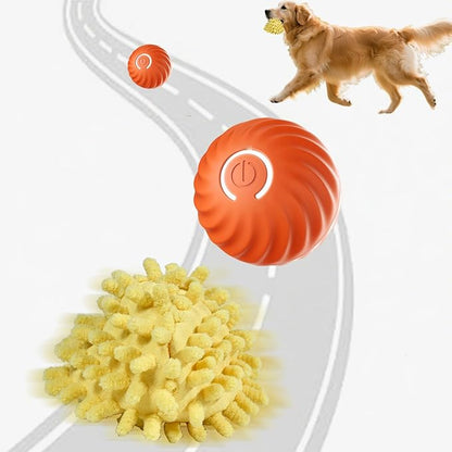 Interactive Dog Ball, Automatic Moving Toy Ball with Cover for Large Dogs, Self Rolling Best Boredom Toys for Gift, Dog Toys to Keep Them Busy(Orange, Medium 2.7in)