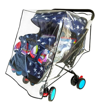 Weather Shield for Double Stroller Raincoat Universal Size Side by Side Baby Umbrella Stroller Rain Cover Scooter Twin Wind Shield Waterproof Jogger City