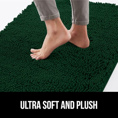 GORILLA GRIP SoakSTOPPER Dog Door Mat, 36x24 Machine Washable Rug Absorbent Doormat Captures Moisture Mud Dirt, Quick Dry Soft Chenille Entryway Rugs Indoor Entrance Mats for Dog Paws, Deep Green