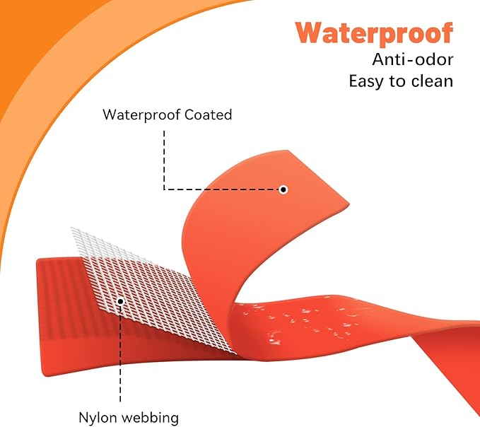 Waterproof Dog Collar, Easy to Clean Rubber Dog Collars with Quick Release Buckle Fits Small Medium or Large Dogs (Orange, M < 11.8-18.5 inch)