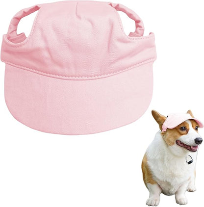 Dog Baseball Cap,Pet Summer Beach Hat,Dog Cat Sunbonnet Cap with Ear Holes,Adjustable Cat Visor for Small Medium Large Dogs (Pink, Medium)