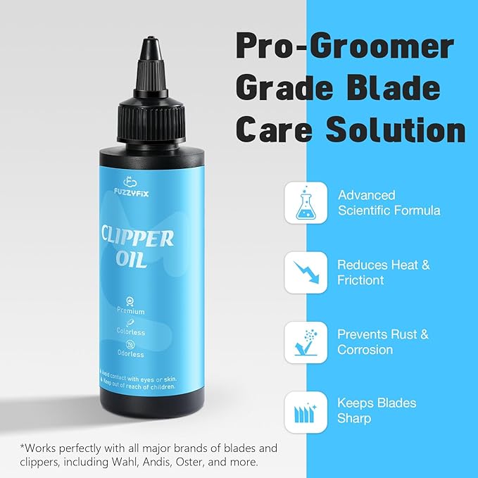 Professional Dog Clipper Oil for Grooming Blades, 2 Pack (2 x 120ml) Pet Lubricating Oil with Cleaning Brush Rust Protection